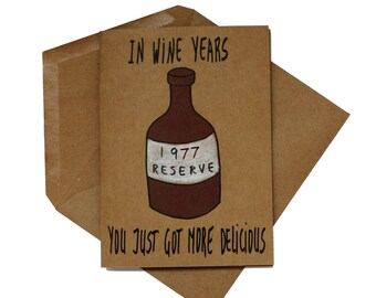 wine 40th birthday card for wife - born in 1977 birthday card - funny birthday card 40 - wine lover birthday card best friend - made in 1977