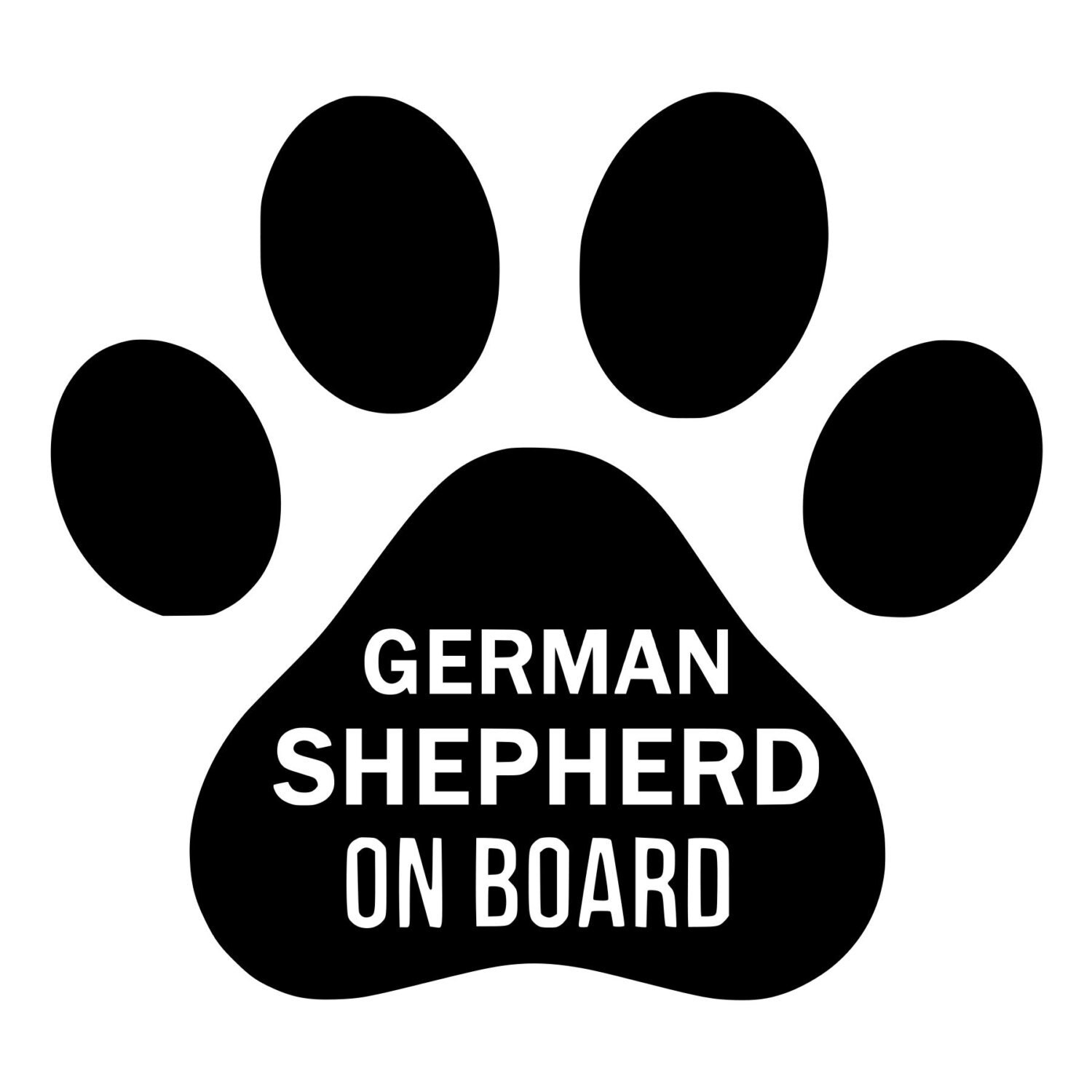 German Shepherd On Board Paw Print DieCut Decal Car Window