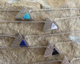 Silver Mountain Necklace, mountain necklace, turquoise mountain, mountain