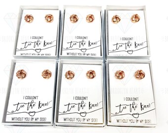 Rose Gold Love Knot Earrings Set of 5, 6, 7, 8, 9, 10, 12, Bridesmaid Gift Tie The Knot Earrings, Bridesmaid Earrings, Bridesmaid Jewelry