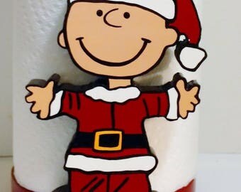 Charlie Brown Christmas Santa Wood Kitchen Countertop Paper Towel Holder Gift Present Decoration Decor FREE US SHIPPING