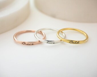 Skinny Name Ring • Custom Stacking Ring • Mantra Ring • Children Names Ring • Baby Shower Gift • Bridesmaids Gift • Mother's Gift • RM21F38