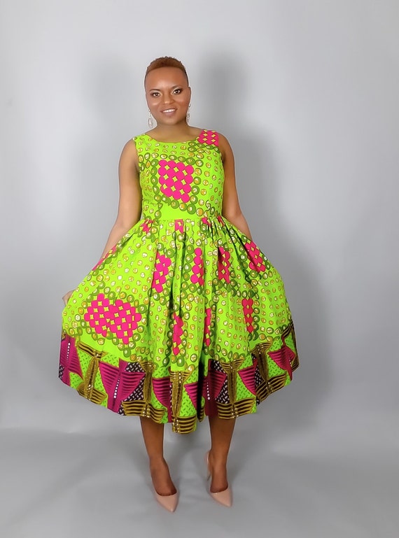 African print midi dress