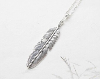 Feather necklace, feather jewelry