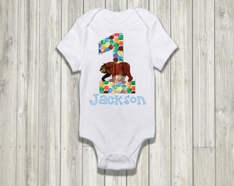 Brown Bear First Birthday Onesie Iron on Printable // DIGITAL FILE