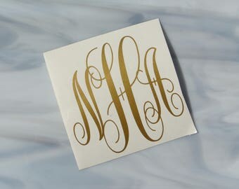 3 inches by 3 inches Script Vinyl Monogram Decal - YETI Monogram - Decal - Monogram Decal - Monogram Sticker - Monograms - Car Stickers