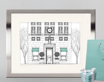 Tiffany & Co 5th Avenue New York City, Flagship store, fashion print, architecture print, Breakfast at Tiffany's print, Tiffany and Company