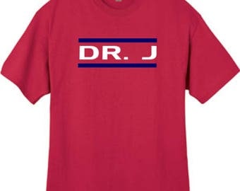 Mens Dr. J Red T Shirt Sizes Small Thru 2XL