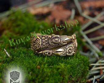 Odin's Ravens Ring. Huginn and Muninn Ring. Raven Ring. Viking ring. Odin. Viking Jewel. Pagan Jewellery. Viking wedding ring. Celtic