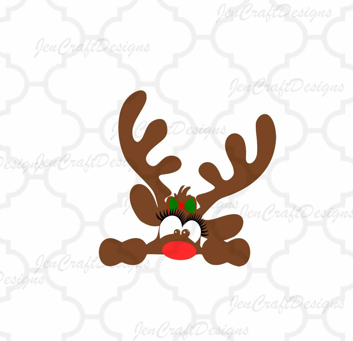 Download Peeking Girl Christmas Reindeer SVGEPS Png DXF Peeping