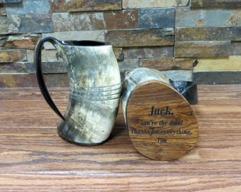 Authentic Buffalo Horn Mug, Personalized Beer Mug, Bar, Groomsmen Gift, Groomsman, Best Man, Groom, Gifts For Men, Viking Tankard, Party Mug