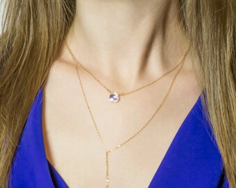 Swarovski Crystal Dainty Layering Necklace / 14k Gold Filled Crystal Necklace / Bridesmaid Gifts / Birthstone Necklace in Sterling Silver