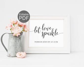 Let Love Sparkle Sign Template, Wedding Send Off, Send off Sparkles, Reception Signs, Wedding Exit Sign, Sparkler Sign, Wedding calligraphy