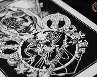 Tattoo Print- " Sadness" by Mariusz Romanowicz / art print,dark art,dark,gothic art,skull art,horror art