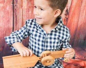 Wooden toy tractor with trailer | personalized wooden toys | engraved wooden toys