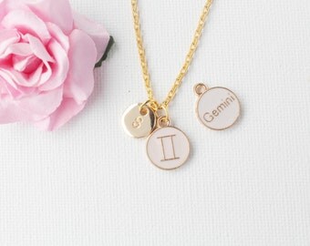 Gemini Zodiac Sign Astrology Necklace, gemini necklace, star sign necklace,star sign necklace, May and June birthday / GFZSSNGEM1