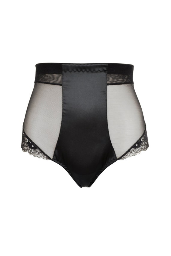 Satin HighWaisted Panties With Black Lace Sexy Lace and