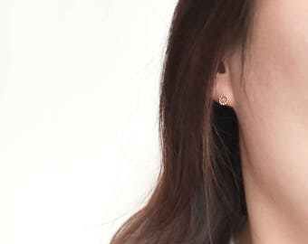 Beaded Studs, Circle Studs, small studs, 14K gold earrings, Solid gold earrings