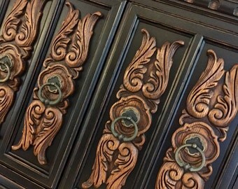 SOLD ** Hand Painted | Ornate | Armoire | Chest of Drawers | Highboy | Storage