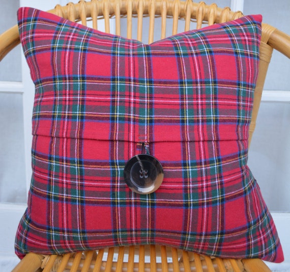 Items similar to Red, Green, Blue and Yellow Plaid Decorative Pillow
