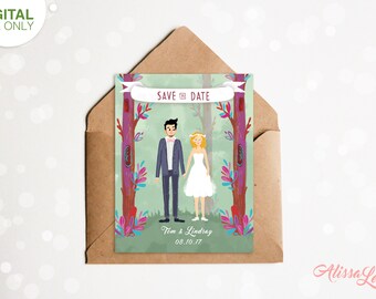custom wedding portrait, wedding illustration, save the date cards, couple portrait, wedding invitation, wedding gift, wedding gift ideas