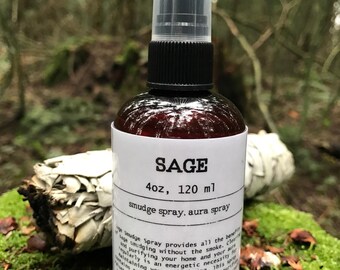 Sage- Smudge spray, aura spray, Sage spray, energy clearing, sage smudge, meditation , air purifier, reiki infused, natural air freshener