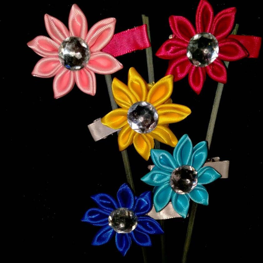 Colorful Flower HairClip by mamaGboutique on Etsy