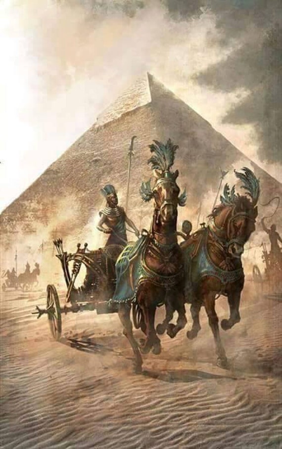 Old Egyptian Chariot At The Pyramids Egyptian Art Handmade