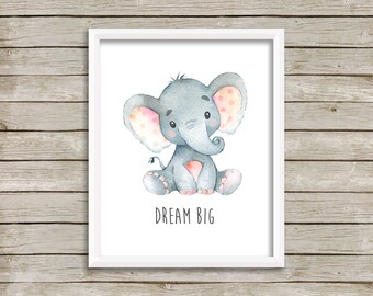 Elephant nursery art | Etsy