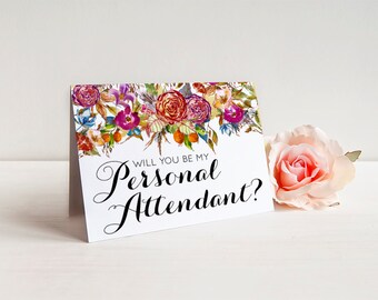 Will you be my Personal Attendant? - Greeting Card Note Card - Personal Attendant Ask Card with Metallic Envelope Wedding Stationery