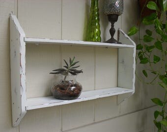 Vintage Wood Wall Shelf Dish Shelf Country Primitive Farmhouse Americana Rustic Distressed Shabby Chic Cottage