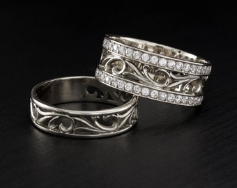 vintage style his and hers engagement rings his and her wedding band wedding ring - Unique Wedding Rings For Her vintage style his and hers engagement rings his and her wedding band wedding ring - Unique Wedding Rings For Her