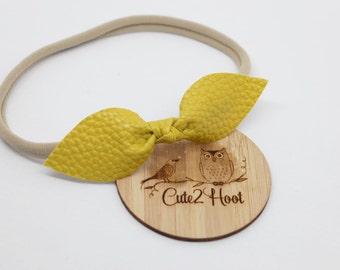 Tie Knot Headband, Leatherette, Leather, Baby Headband, Mustard, Hair Accessories, Nylon Headband