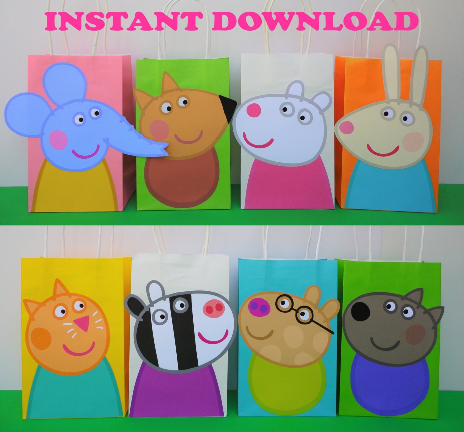 PRINTABLE Peppa Pig Friends Favor Bags/ Birthday Party