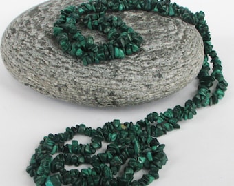 Vintage Malachite Chip Necklace Semi Precious Gemstone