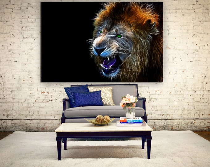 Large lion wall art, abstract lion canvas print, abstract anilmal print, lion wall decor, Abstract lion print for home decoration