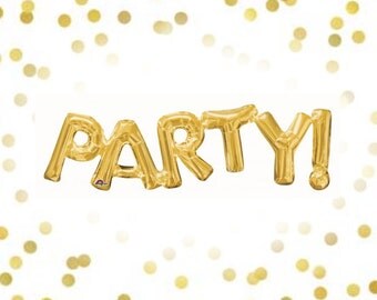 32" Gold Party Balloon, Party Balloon, Party! Balloon, Balloon Banner, Birthday Balloon, Bachelorette Party Balloon, Photo Booth Props