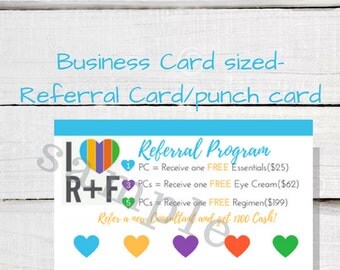 Rodan + Fields Referral Card- Business Card Sized Punch Card for Rodan and Fields