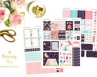 Happy Camper - Printable Planner Stickers - Instant Download
