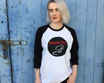 Mouse Rat, Parks and Rec | White/Black Baseball Tee