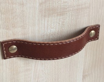 Hand-Stitched Leather Handles for Drawers