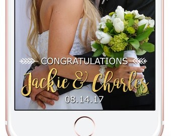 Gold Wedding Snapchat Filter | Engagement Snapchat Geofilter | Custom Snap Chat Geofilter
