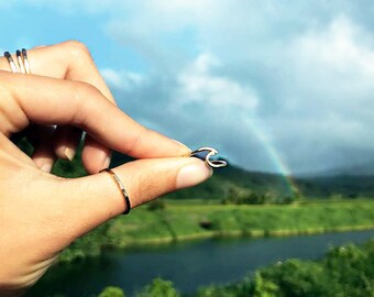 Stackable Hammered Wave Ring- 14k Gold filled, Sterling Silver