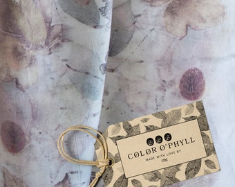 COLOR O'PHYLL ----- Eco-Print -Coloured with Leaves, Hand-Made, 100% Silk Scarf. Perfect Mother’s Day Gift.
