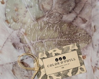COLOR O'PHYLL ----- Eco-Print -Coloured with Leaves, Hand-Made, 100% Silk Scarf. Perfect Mother’s Day Gift.