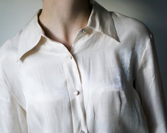70s Iridescent Blouse / Vintage Blouse / Iridescent Blouse / Vintage Button up Blouse / Vintage Clothing / 70s Clothing / Women's Vintage