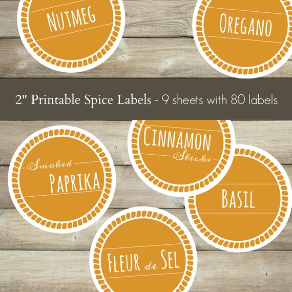 2 printable spice labels mustard yellow round sticker