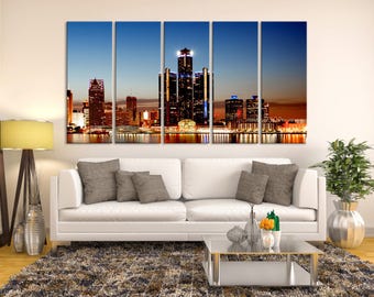 Detroit Wall Art night world map | etsy Detroit Wall Art night world map | etsy