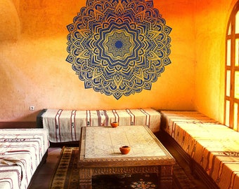 Bohemian indian pattern Mandala wall decals Floral vinyl stickers Yoga art ornament Design interior mural removable Bedroom home decor #027