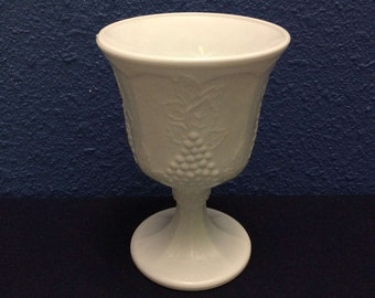 Vintage Indiana Glass Harvest Milk Glass Goblet